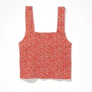 American Eagle square neck ribbed floral crop top